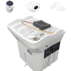 LYNNEYING Hoofdspasystemen,Japanse hoofdspamachine,60 liter wateropslag met watervalmassage,begassing en lichttherapie,verstelbare hoofdsteun,professionele haarverzorgingsapparatuur(Fumigation,White)