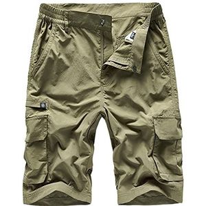 Mens Cargo Shorts Quick Dry Wandelen Shorts met Multi Zakken Lichtgewicht (Grootte: 5XL, Kleur: Kaki)