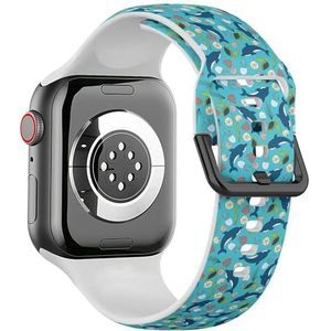 Sport zachte band compatibel met Apple Watch 38/40/41mm (Ocean Life) siliconen armband band accessoire voor iWatch