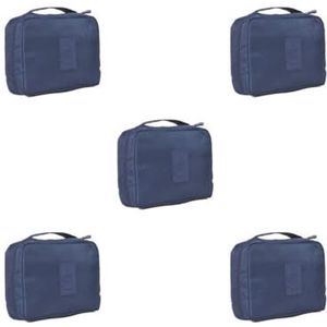 Cosmetische Opbergtas Waterdichte Grote Capaciteit Draagtas Toiletartikelen Pouch Case Thuis Make-up Wassen Pocket Vrouwen Meisjes Rode Wijn, Set van 5 (marineblauw), as description, als beschrijving