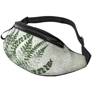 HSJFS De Eiffeltoren en een Fiets bedrukte Sport Crossbody Heuptas Casual Borsttas, Natuurlijke Plant Silhouet Varen Blad, Eén maat