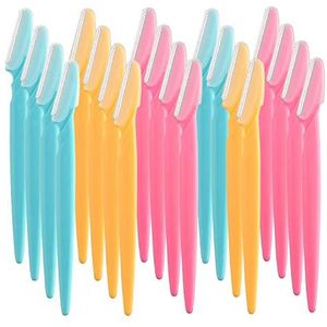 FEPITO 20 Stuks Wenkbrauw Scheermes Gezicht Razor Shaper voor Precies Trimmen en Vormen Gezichtshaar Vrouwen Trimmer Scheren Grooming Kit
