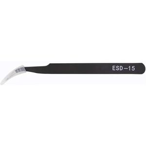 Antistatische veiligheid ESD roestvrij staal precisie pincet met gebogen punt elektronisch laboratorium sieraden handwerk onderhoudsgereedschap (ESD-15)