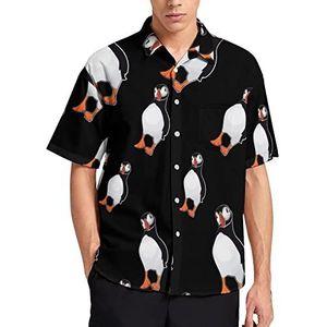 Atlantic Puffin Hawaïaans shirt voor heren, zomer, strand, casual, korte mouwen, button-down shirts met zak