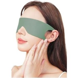 Lichtblokkerend draagbaar dun ijs-zijden oogmasker voor zomer reizen slapen blinddoek met oor hangende riem unisex ooglapje (groen)