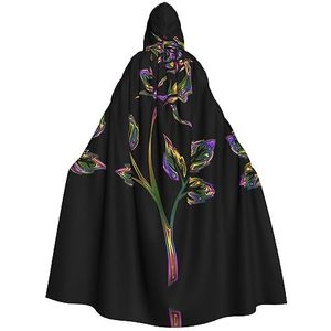 EdWal zwart en goud bloemen print carnaval cape met capuchon capes heks kostuum vampier mantel tovenaar gewaad cosplay kostuum