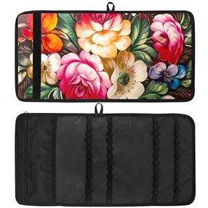 Potlood Wrap, Reizen Tekening Kleurpotlood Roll Organizer voor Artiest, Potloden Pouch Case Olieverfschilderij Rode Rose Bloem