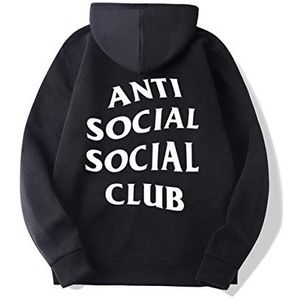 Unisex mannen vrouwen heup pop trui met capuchon sweatshirt sport jas meisjes anti social club hoodie, zwart (A)., XL