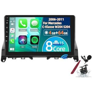 Android 15 Autoradio voor B-enz C-Klasse W204 S204 (2006-2011) 9 inch 2K-aanraakscherm 2000 * 1200 Android-hoofdunit multimedia speler met Carplay GPS-navigatie BT 5G WiFi DSP SWC,Y1