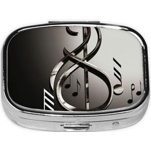 Kleine pillendoos draagbare pillendoosje 2 compartimenten metalen pillenhouder organizer schattig muzieksymbool 2 reizen pillendoos voor portemonnee zak