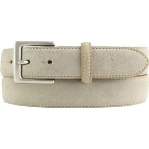Suède Leren Riem 3,0 cm Voor Heren | 30mm Met Antiek Zilveren Gesp | Beige 95cm