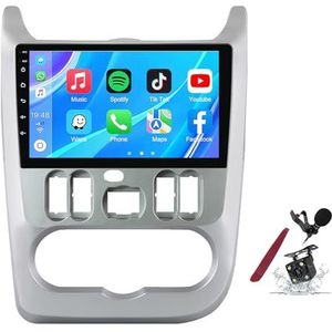 Android 14 Autoradio Stereo voor R-enault Logan 1 Sandero (2009-2015) 9 ""Touchscreen Multimedia Player met Wireless Carplay 2 Din GPS Sat Navigation FM RDS Bluetooth 5G-WiFi SWC DSP,M100s