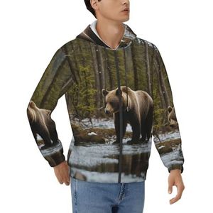 PPHGUT Witte Beer Bruin Beer Print Mannen Hoodie Pullover Sportkleding Voor Casual Werk Weekend Boodschappen Reizen Thuis Wear, Zwart, S