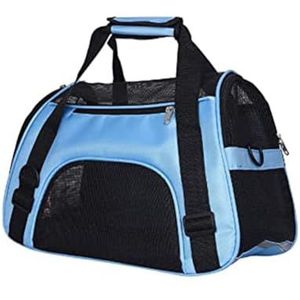 Kattentas Vierzijdige ademende mesh-dierentas Gemakkelijk te dragen schouderreistas Crossbody-handtas Auto-kattentas (Color : Blue)