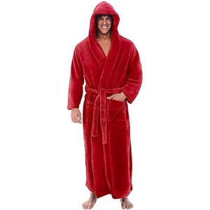 Lange sjaal voor heren, verlengde mantel, winter, badjas, huisjas met mouwen, sexy body, rood, XL