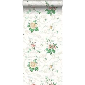 behang bloemen multicolor op wit 53 cm x 10.05 m - van Sanders & Sanders
