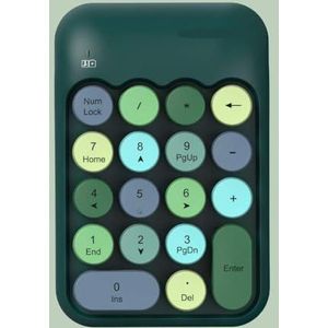 QPSJXN Compact draadloos numeriek toetsenbord voor laptop en computer -Retro -Style 2.4G draadloos extern toetsenbord (Blackish Green Color)