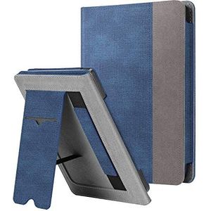 Fintie Hoes voor Tolino Shine 3 2018 / Kobo Clara HD/Kobo Nia - Premium PU Leather Stand Case Protective Cover met Kaartvak Polsband Slaap/Wek Functie, Denim Marineblauw