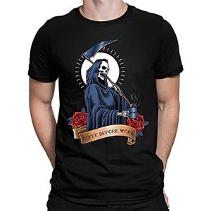 Coffee Before Work Men's Christmas t Shirts Menss DTG Printed - Grim Reaper Death T-shirts & overhemden(X-Large)