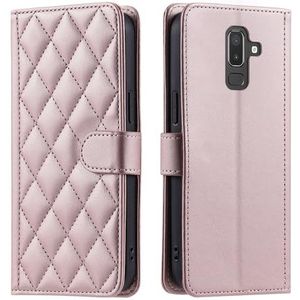 Telefoonschermbescherming Compatibel met Samsung Galaxy J8 2018 Portemonnee-hoesje met creditcardhouder, Zacht PU-leer Magnetische pols-schouderband, Flip Folio Book PU-leer Telefoonhoesje Schokbesten