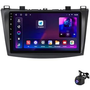 Android 12 autoradio 9"" Touchscreen Auto Stereo voor Mazda 3 2010-2013 Ingebouwde Carplay Android Auto Ondersteunt WiFi GPS Bluetooth USB Stuurbediening/Mirror Link/achteruitrijcamera(Color:XY6 8Core