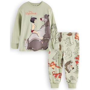 Disney The Jungle Book Jongens Pyjama Set | Pyjama met lange mouwen en lange pijpen in groen | Mowgli Baloo Shere Khan King Louie Kaa karakter nachtkleding | Originele film Artwork pyjama Merchandise