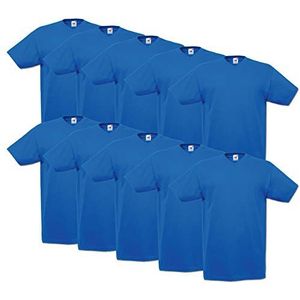 Fruit of the Loom T-shirt, met V-hals, in verschillende maten en kleuren, 10 stuks, koningsblauw, XL