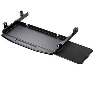 Onderdesk toetsenbord/muis lade, onderdesk lade uitschuifbaar, gemaakt van metaalstaal, reserve pennenbak, stalen toetsenbord lade kan 360° draaien, gewoon model/model beam (Color : Black-mouse tray-