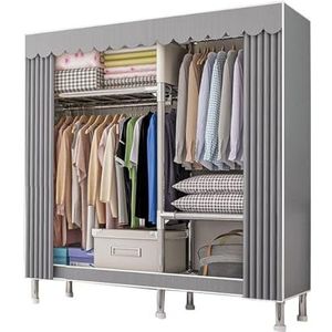 Canvas Garderobe, Stoffen Garderobe, Grote capaciteit Multifunctionele opslag, Kledingkast Planken Kleding Slaapkamer Woonkamer Balkon,(106CM*46CM*173CM)