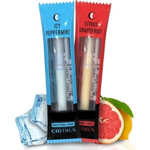 Cigtrus Rookloze luchtinhalator - tabaksvrij, nicotinevrij en niet-elektrisch | Hulp voor orale fixatie | Habit Vervangende ademstok | 2 stuks (grapefruit & ICY pepermunt)