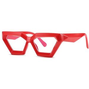 Halloween-cadeau Modieuze montuur, Cat Eyes Brilmontuur met Glazen Unisex Multicolor 143x150mm(Red)