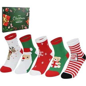 KOOOGEAR 5 paar kerstsokken voor kinderen, dikke warme wintersokken, schattige zachte comfortabele grappige kerstsokken voor meisjes en jongens, 5 paar kerstsokken, 5-7 Jaar