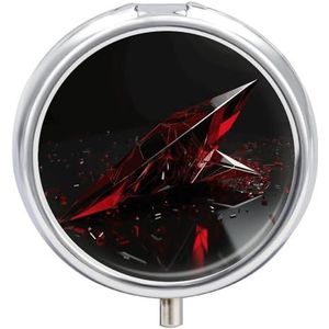Rode Onregelmatige Glas Ronde Pillendoos Reizen Draagbare Pil Case 23 Compartiment Geneeskunde Metalen Tablet Vitamine Houder Organizer voor Portemonnee Pocket