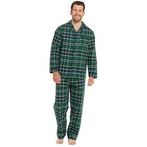 Strong Souls Herenpyjama, traditionele 2-delige pyjama, Groene controle, XXL