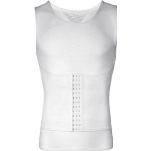 AnyBopcall Lichtgewicht shapewear for heren, vormgevende taille, onzichtbare borst, strakke tailleband, tanktop, vormgevende kleding (Color : White, Size : L)
