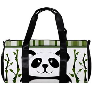 Ronde Gym Sport Plunjezak met Afneembare Schouderband Little Panda Bamboe Training Handtas Nachttas voor Vrouwen en Mannen, Meerkleurig, 45x23x23cm/17.7x9x9in