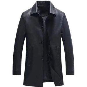 Hgvcfcv Casual Lederen Jas Mannen Mid Lange Trenchcoat Mannen Jas Mannelijke Kleding Lente Herfst Jassen In Outwears, Zwart, XL