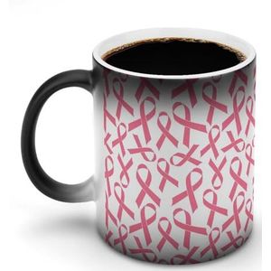 Roze Lint Warmte Veranderende Koffie Mok Keramische Warmtegevoelige Magische Grappige Gift voor Vrouwen Mannen 12oz