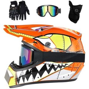Motorcross Helm Set - Oranje - Unisex - Volledig Gezicht - Offroad - Race