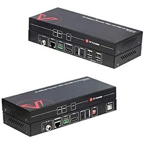 AV Access Professional UHD 4K@60Hz (HDBaseT) HDMI USB KVM-extender tot 328ft/100M, 4Kx2K@60Hz 1080@120Hz/ 60Hz via Cat5e/ 6/RJ45, 4 poorten USB 2.0, EDID DIP-switch, RS232-besturing, One Way PoH