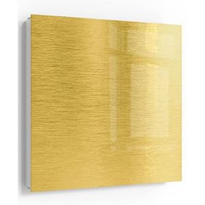 DEQORI Sleutelkast wit | 30x30 cm | motief geborsteld gouden oppervlak | glas & metaal sleutelbox | Sleutelkast met 50 haken + 2 magneten | Modern design doos magnetisch & beschrijfbaar