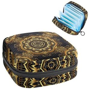 Opbergtas voor maandverband, maandverband, menstruatiecup zakje, menstruatiezakorganizer voor vrouwelijke pads tampons, gouden mandala