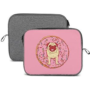 Pug Donuts Laptop Sleeve Case Beschermende Notebook Draagtas Reizen Aktetas 14 inch