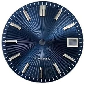 A'wen Rode wijzerplaat horloge houtnerf blauw 28.5mm NH35 NH34 blauw 28.5mm, 28,5mm-03, NO LOGO_ROSE GOLD INDEX