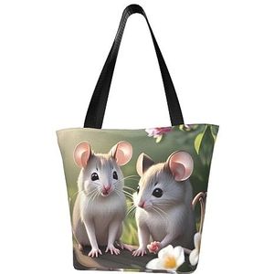 AkosOL Mouse In Love Klassiek bedrukt ontwerp, lichtgewicht gewatteerde handtas met grote capaciteit, geschikt om te winkelen, fitness, modieus en gemakkelijk te matchen met het leven, Zwart, Eén maat