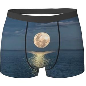 EdWal Bright Moon at Sea Hippie print heren atletisch ondergoed heren ondergoed boxer slip zacht ondergoed, Zwart, XXL