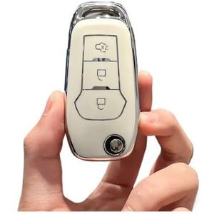 Autosleutel beschermhoes TPU Auto Flip Key Case Cover Shell Voor Ford Voor Fusion Voor Fiesta Voor Mondeo Voor Ecosport Voor Kuga Voor Escort Keyless Fob Accessoires Sleutel Shell(White)
