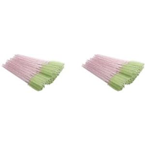 2 set van Pack van 50 Wimpers Borstel Make-up Gereedschap Valentijnsdag Zoete Wenkbrauw Pincet Wimpers Clip Brow Borstels Helder Roze/Groen