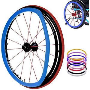 1 Paar Rolstoel Duw Velg Covers, 24-inch Achterwiel Sport Rolstoel Cover, Siliconen Hand Push Cover, Verbeterde Grip en Tractie, Antislip, Slijtvast, Sterke Flexibiliteit,Blue