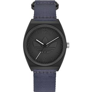Adidas Unisex Analoge Quarz Horloge met Stoffen Band AOST22041, Blauw, Tourbillon